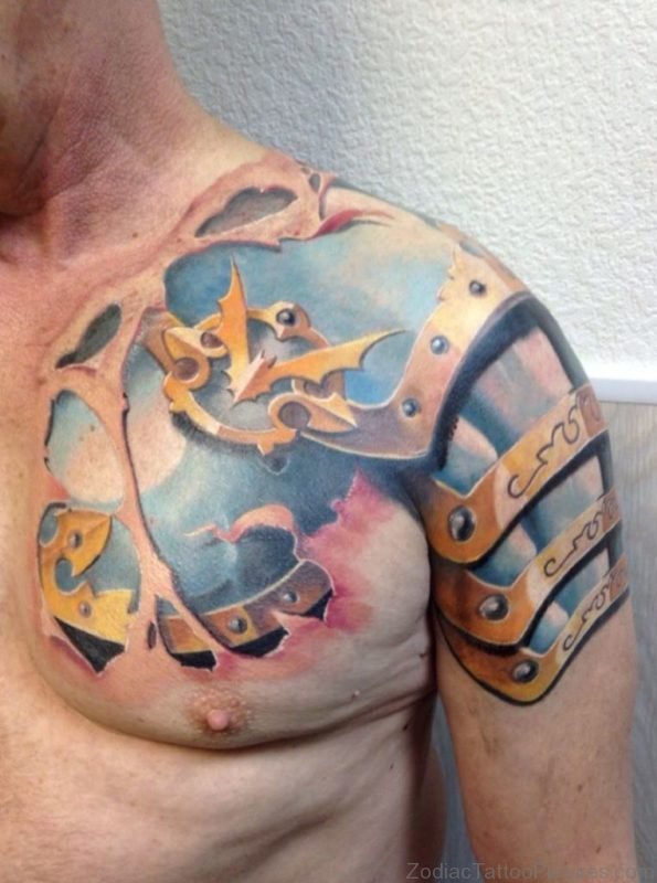 Colorful 3D Armor Tattoo