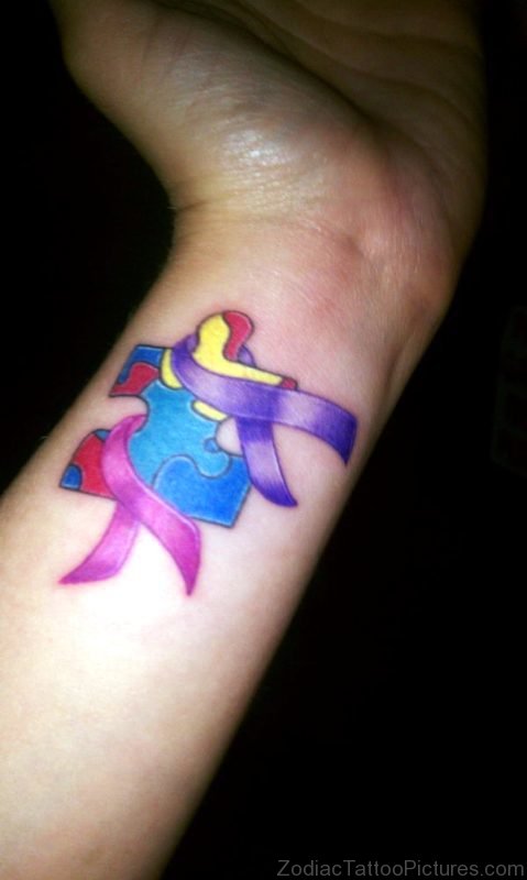 Colorful Autism Tattoo On Wrist