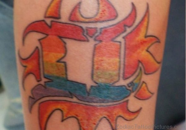 Colorful Gemini Tattoo