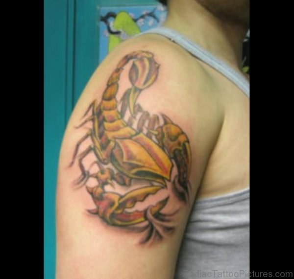 Colorful Scorpio Shoulder Tattoo