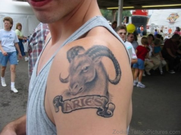 Cool Aries Shoulder Tattoo Design 