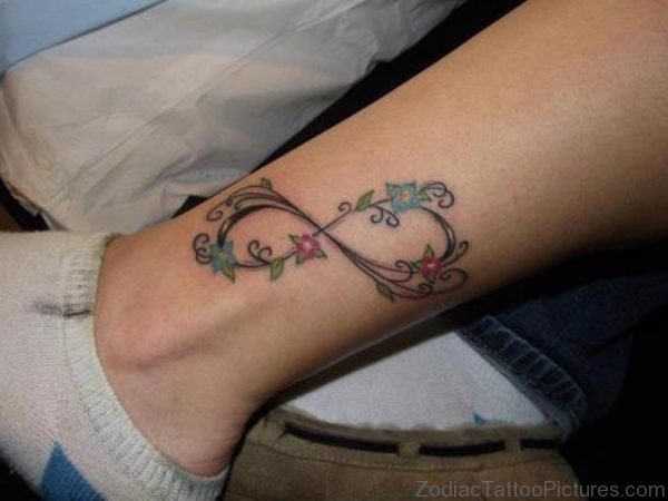 Cool Colorful Infinity Tattoo Design on Ankle