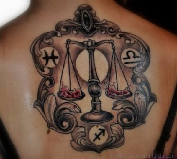 Cool Libra Tattoo On Back