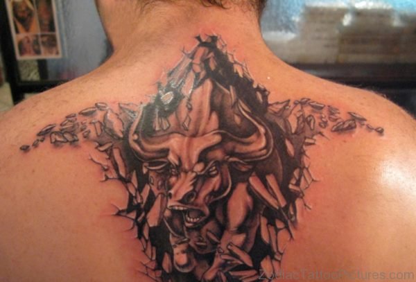 Cool Taurus Tattoo On Back