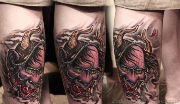 Cool Taurus Tattoo On Leg