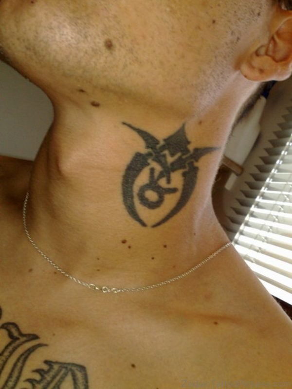 Cool Taurus Tattoo On Neck