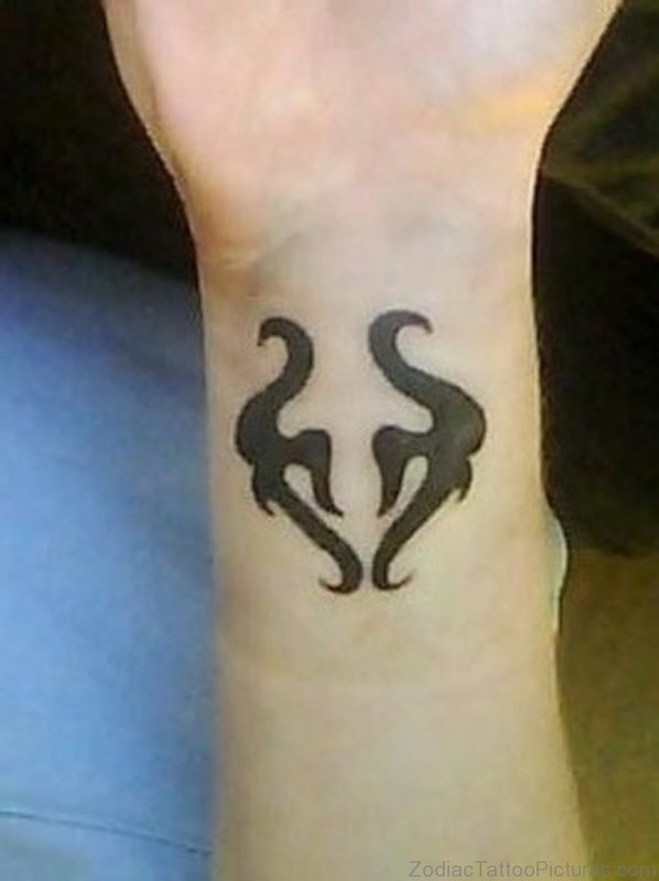 Cool Taurus Tattoo On Wrist