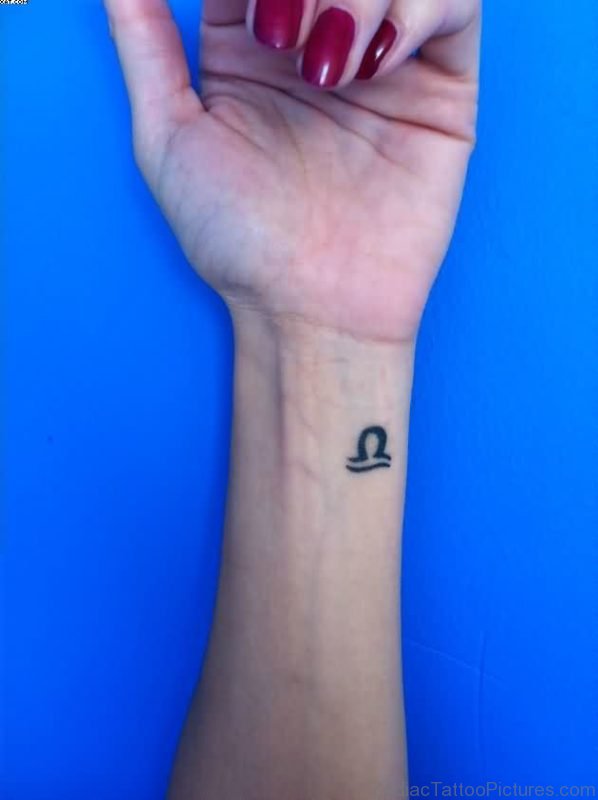 Cute Libra Zodiac Tattoo On Wrist 