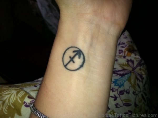 Cute Sagittarius Zodiac Sign Tattoo On Wrist 