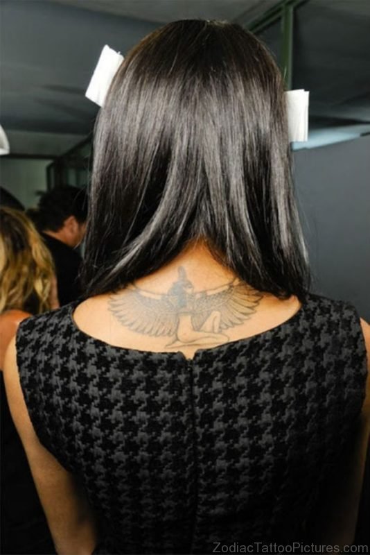 Egyptian Tattoo Design On Upper Back