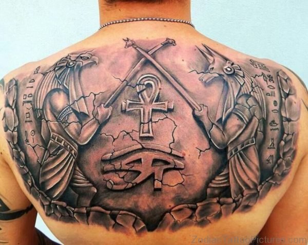 Egyptian Warrior And Ankh Tattoo