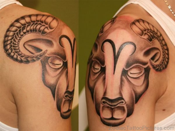 Elegant Aries Shoulder Tattoo Design 