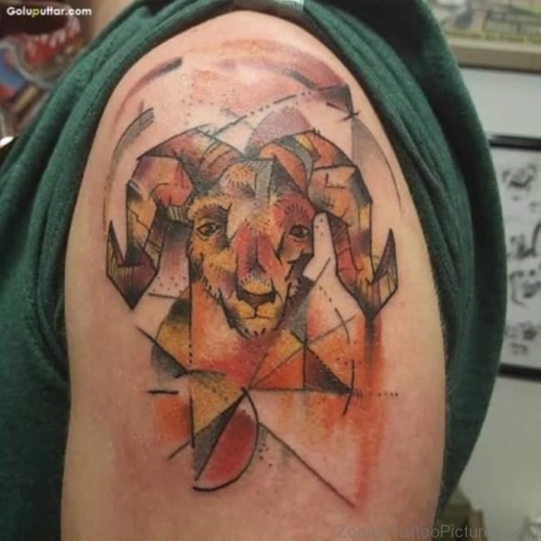 Elegant Aries Tattoo On Shoulder 