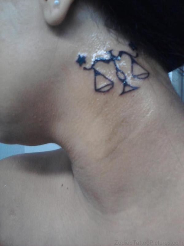 Fabulous Libra Tattoo On neck