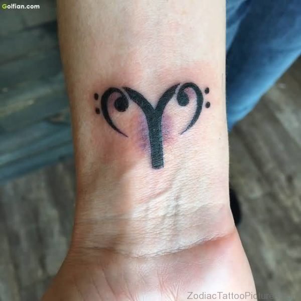 Fantastic Aries Zodiac Tattoo Design Made With Black Ink