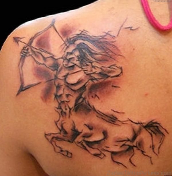 Female Sagittarius Tattoo On Entire Back 