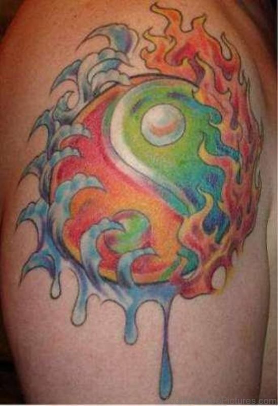 Flaming Yin Yang Tattoo 