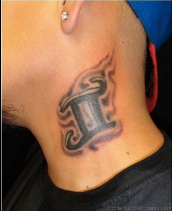 Gemini Tattoo Design On Neck