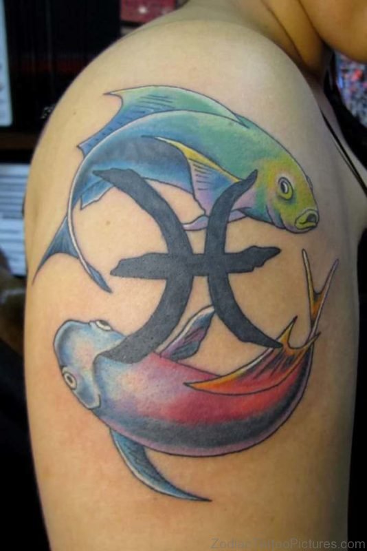Gemini Tattoo Design With Fish