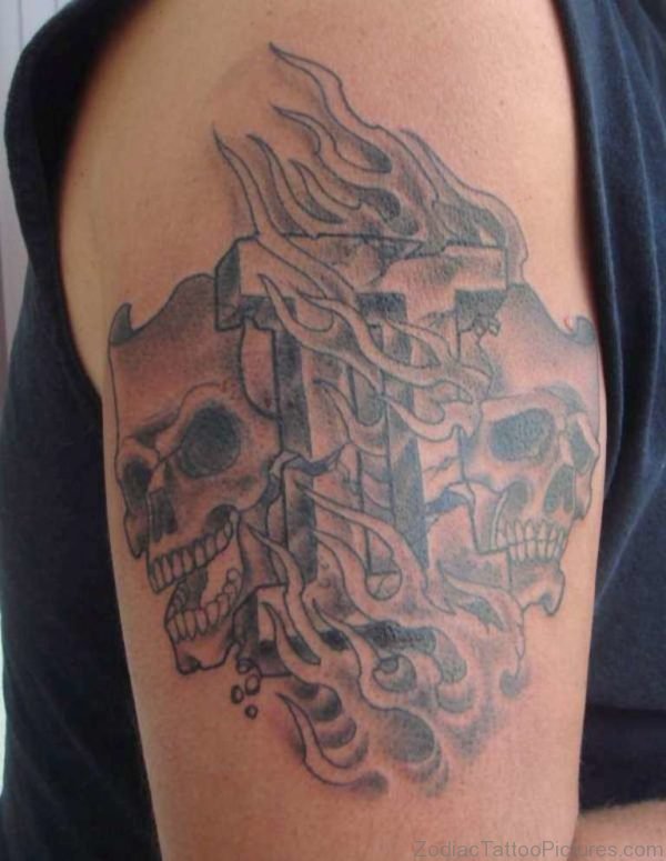 Gemini Tattoo On Left Shoulder