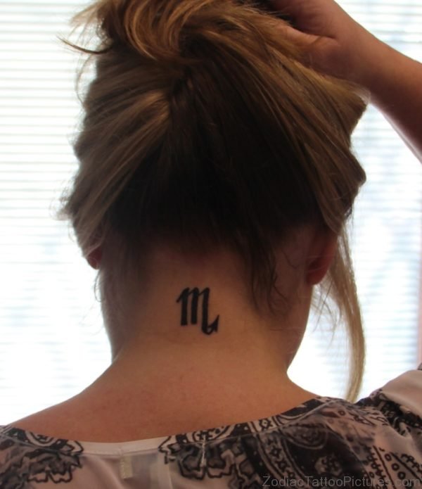 Gemini Zodiac Sign Tattoo On Back Neck
