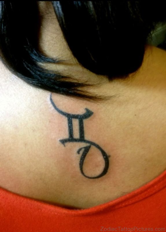 Gemini Zodiac Sign Tattoo On Neck