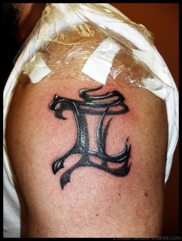 Gemini Zodiac Tattoo On Shoulder