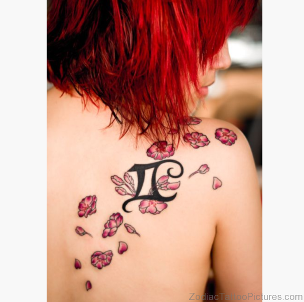 Gemini flower tattoo On shoulder