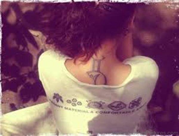 Gemini zodiac Tattoo On Nape