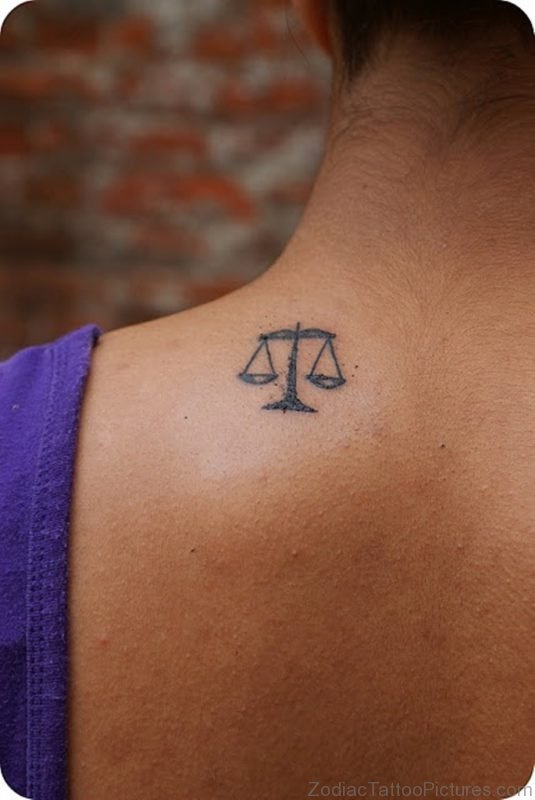 Good Libra Tattoo On Neck