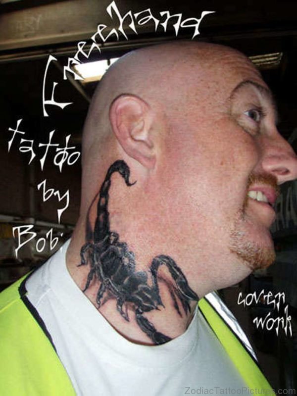 Good Looking Scorpion Tattoo On Neck