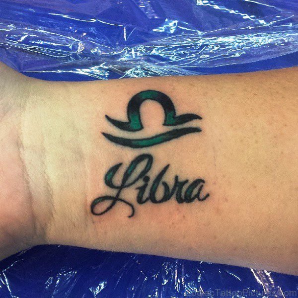 Green LIbra Wrist Tattoo 