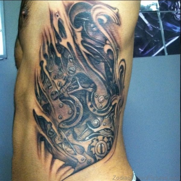 Grey Biomechanical Tattoo