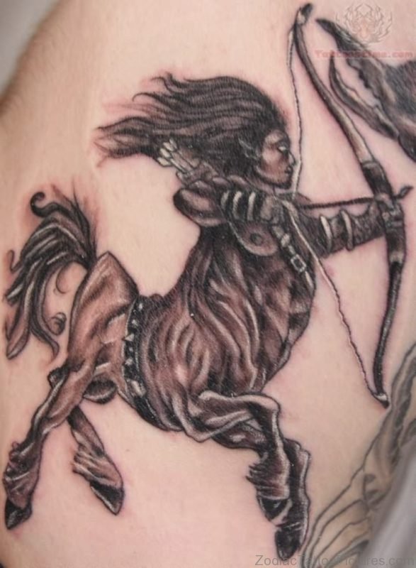 Grey Sagittarius Tattoo 