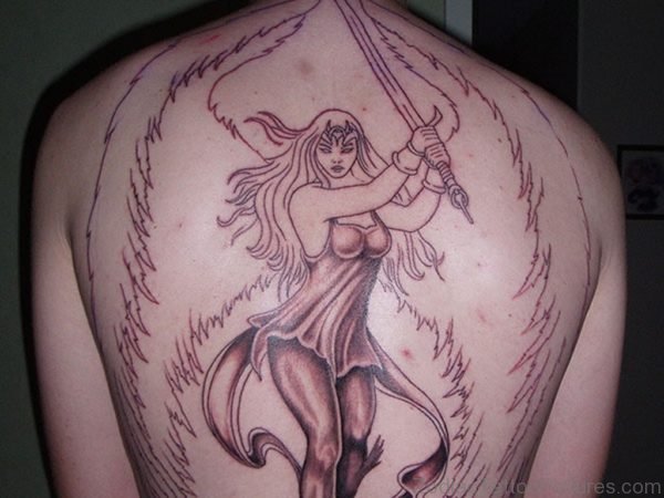 Guardian Angel With Sword Tattoo