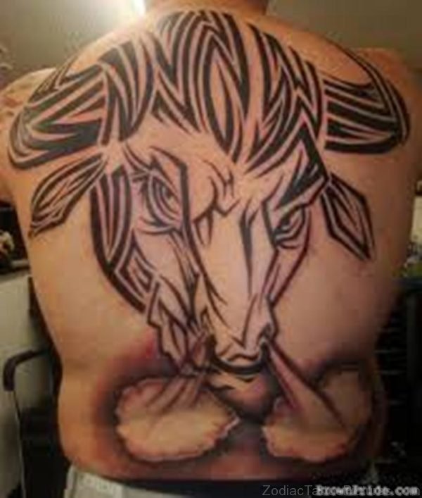 Huge Tribal Taurus Tattoo