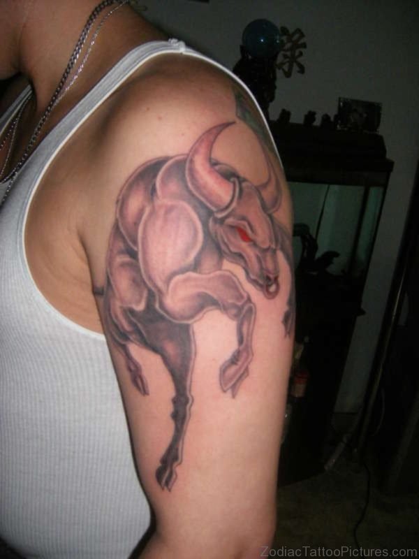 Image Of Bull Tattoo On Shoulder