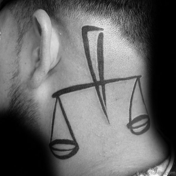 Impressive Libra Tattoo On neck