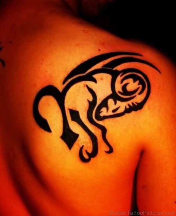 Incredible Back Tribal Aries Tattoo