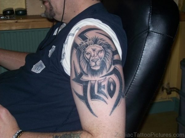 Leo Black Tribal Leo Head Tattoo