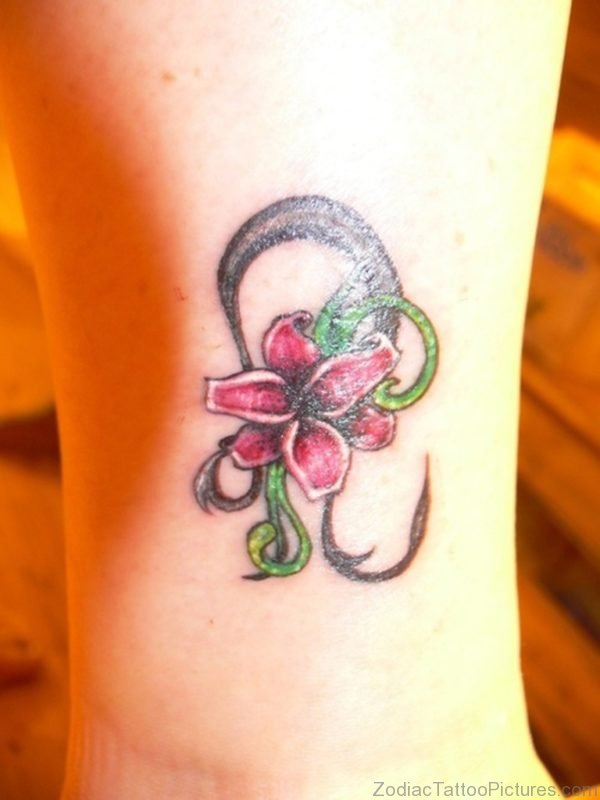 Leo Symbol Tattoo Design With Flower