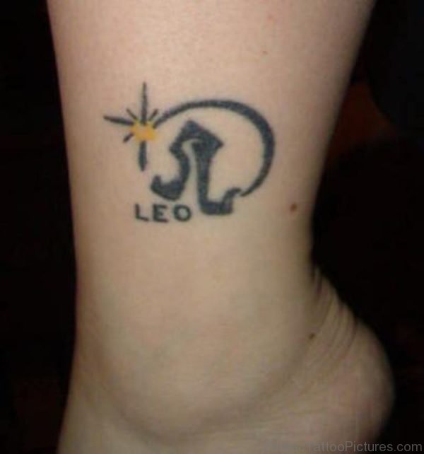 Leo Tattoo Design on Ankle