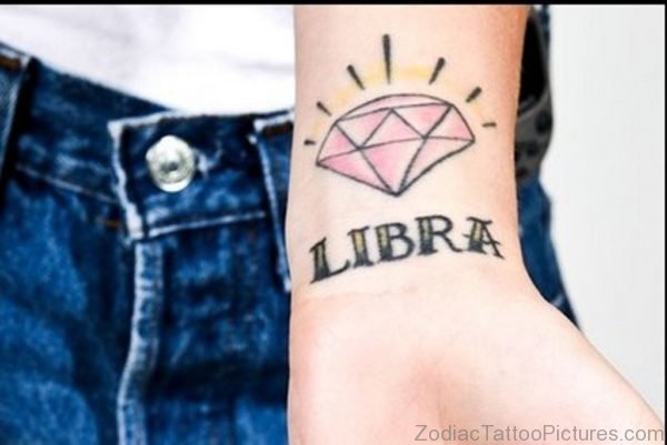 Libra And Diamond Tattoo Designs On Wrist