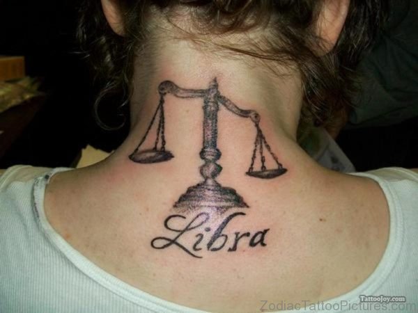 Libra Scales Tattoo On Back Neck For Girls