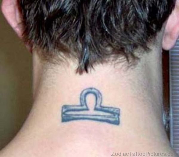 Libra Tattoo On Neck Image