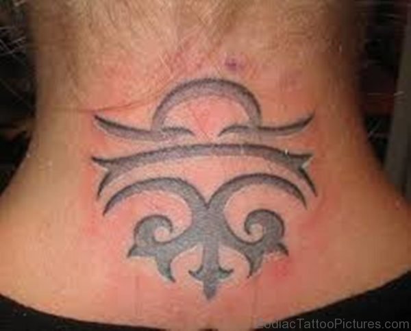 Libra Tattoo on Neck