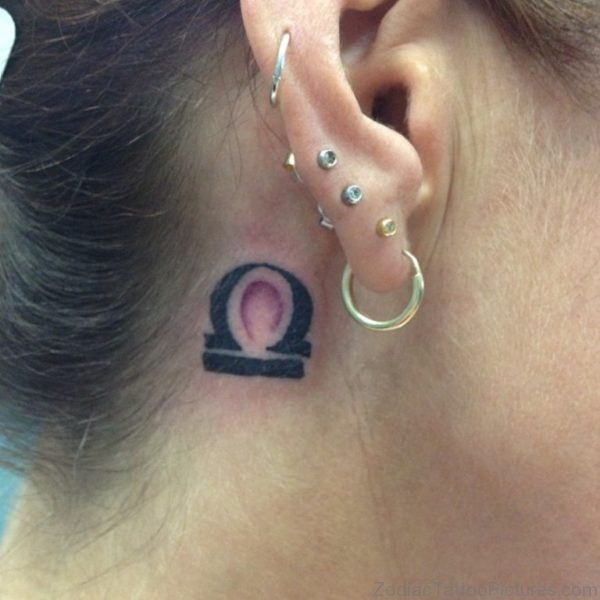 Libra Zodiac Sign Tattoo On Neck