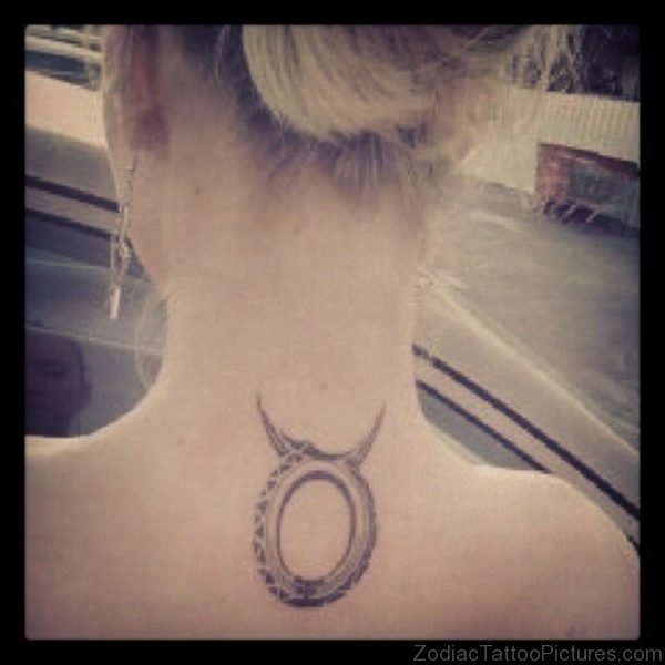 Lovely Taurus Tattoo On Nape