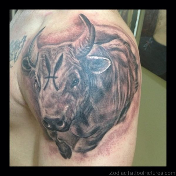 Man With Left Shoulder Taurus Tattoo