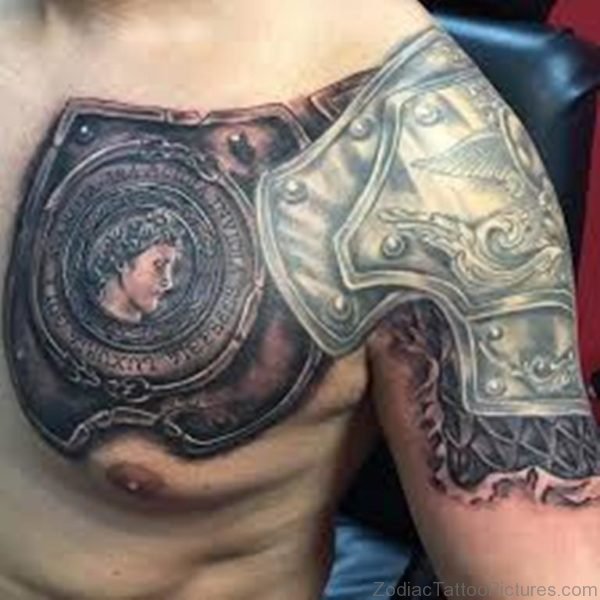 Nice Armor Tattoo On Chest